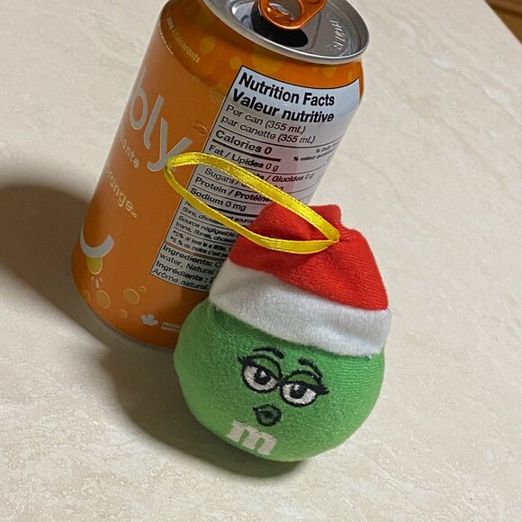 3/$20, M&M's Green w/ Red Santa Hat Stuffed Plush Christmas Ornament - Picture 3 of 5
